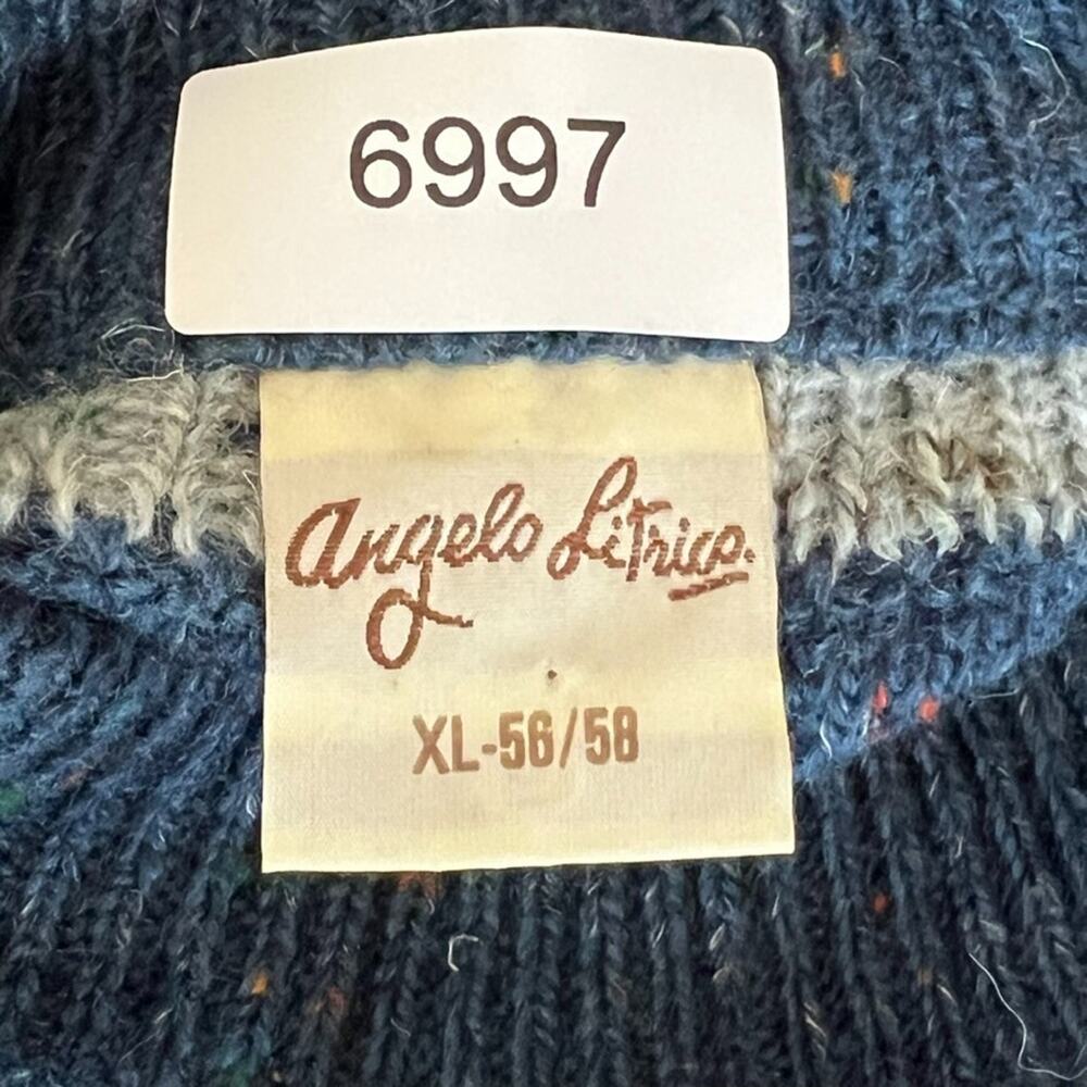 Angelo Litrico Sweater Men's Size XL Blue Fair Isle Wool Blend Crew Neck Knit - Picture 5 of 6